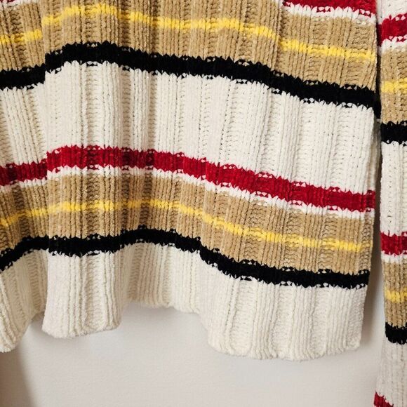 EUC VINTAGE STYLE NO BOUNDARIES MOCK NECK STRIPED CHENILLE SOFT SWEATER TOP L JR - Picture 4 of 16